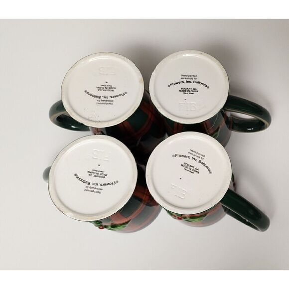 Vintage Flowers Inc Balloons Christmas Theme Hot Chocolate Or Coffee Mugs/Plates - Picture 10 of 11